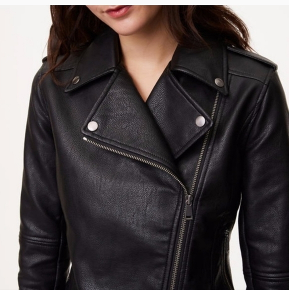 NWT Loft Faux Vegan Leather Moto Jacket - Picture 1 of 11